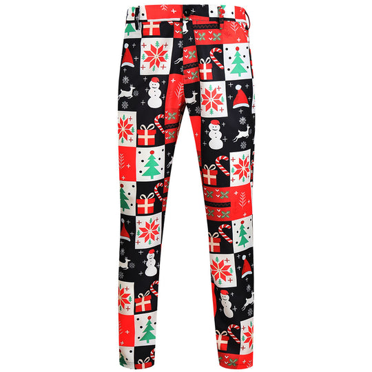 Herren Weihnachtliche Slim‑Fit Chinohose mit Allover-Santa‑Print und Stretchkomfort Shop Nory