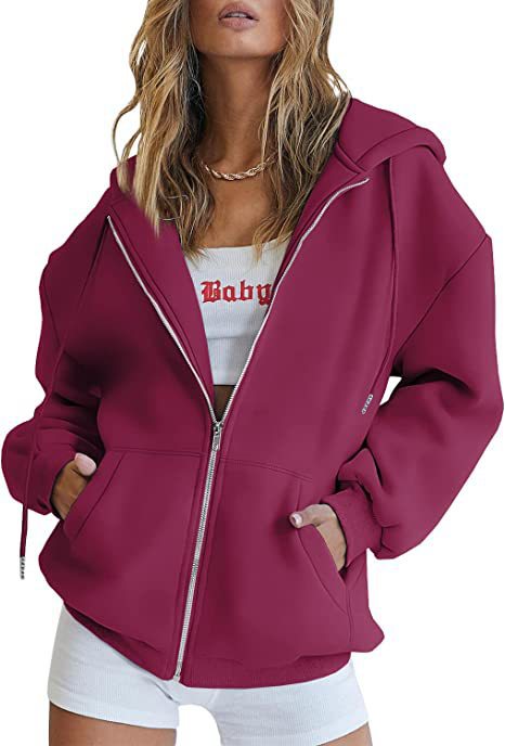 Damen nan übergroße Kapuzenjacke mit durchgehendem Reißverschluss und Kängurutaschen Shop Nory