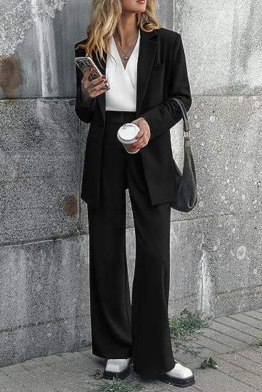 Damen nan Longblazer-Set mit kastiger Oversize-Silhouette, strukturierter Schulterpartie und hochtaillierter Palazzo-Hose Shop Nory