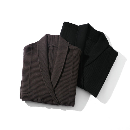 Damen Doppelreihige Strickcardigan mit Schalkragen und Strukturstrick Shop Nory