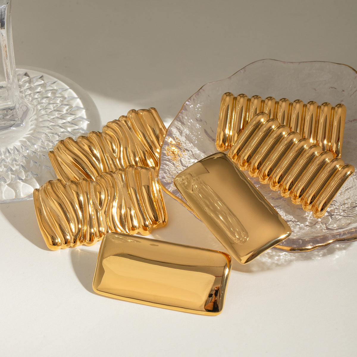 Damen Hypoallergener Edelstahlring mit modernem Wellenmuster Shop Nory