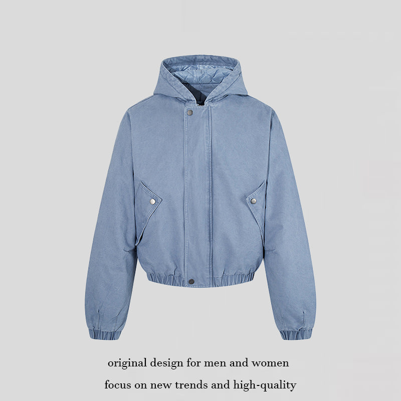 Damen kurz geschnittene Boxy-Kapuzenjacke mit gesteppter Kapuzenfütterung, Pattentaschen und elastischem Saum Shop Nory