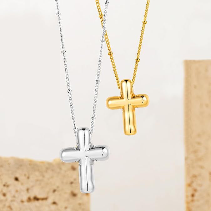 Damen Halskette mit modernem Kreuzanhänger aus hochwertigem Edelstahl Shop Nory