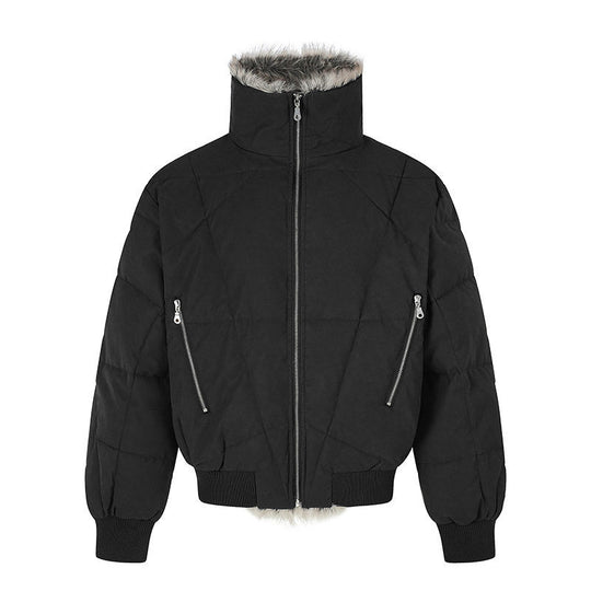 Damen gesteppte Bomberjacke mit Kunstfellbesatz, hohem Stehkragen und schrägen Reißverschlusstaschen Shop Nory