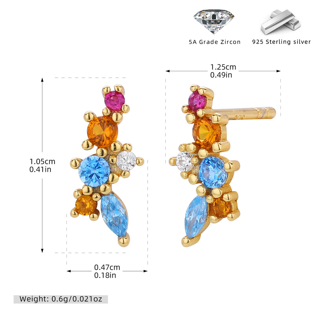 Damen Ohrstecker mit buntem Zirkon-Arrangement Shop Nory