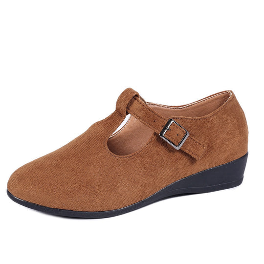 Damen Komfortable Mary-Jane-Ballerinas aus Velours mit verstellbarem Schnallenriemen und gepolstertem Fußbett Shop Nory
