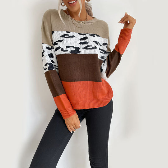 Damen Lässiger Strickpullover mit Animal-Print Shop Nory