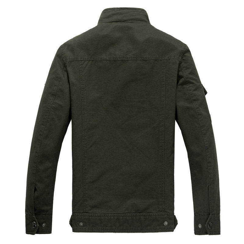 Herren Canvas-Fieldjacke im Pilotenstil mit Stehkragen, Utility-Taschen und Abzeichenapplikationen Shop Nory