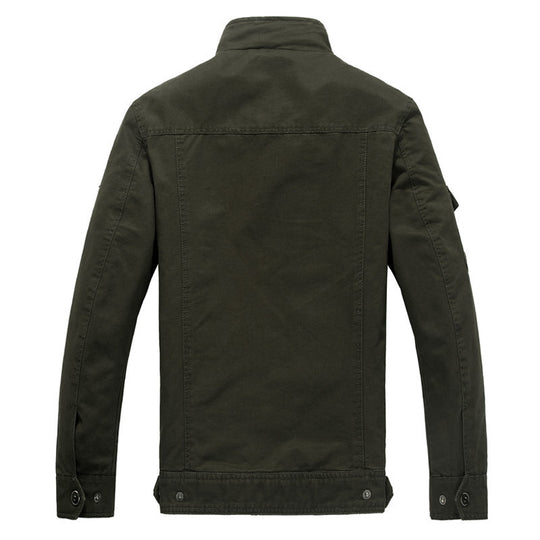 Herren Canvas-Fieldjacke im Pilotenstil mit Stehkragen, Utility-Taschen und Abzeichenapplikationen Shop Nory