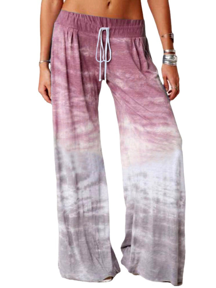 Damen weite Batik-Hose mit Kordelzug, Plissee und Seitentaschen Shop Nory
