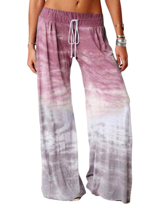 Damen weite Batik-Hose mit Kordelzug, Plissee und Seitentaschen Shop Nory