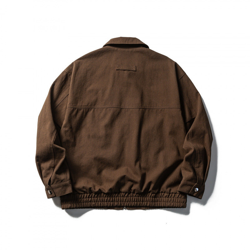 Herren Boxy-Workwear-Jacke mit durchgehendem Reißverschluss, aufgesetzten Pattentaschen und elastischem Bund Shop Nory