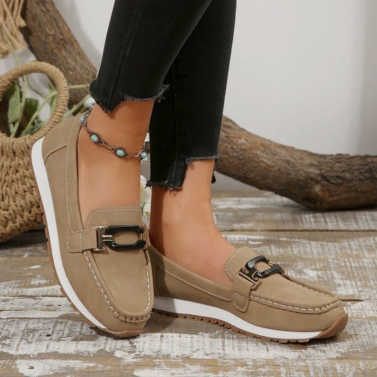 Damen Mokassin-Slipper mit Ziermetall-Bit und dämpfender Profilsohle Shop Nory