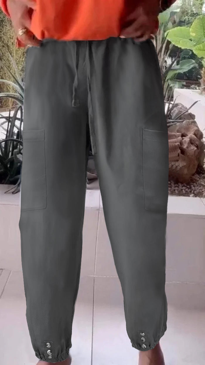 Damen Cargo-Jogginghose mit Kordelzug, aufgesetzten Taschen und Knopfmanschetten Shop Nory