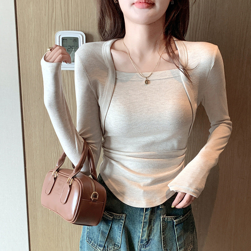 Damen Elegantes Langarmoberteil mit quadratischem Ausschnitt Shop Nory