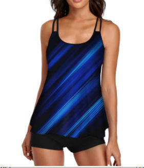 Damen Sportliches Tankini-Set mit bequemem Shorts und verstellbaren Trägern Shopnory