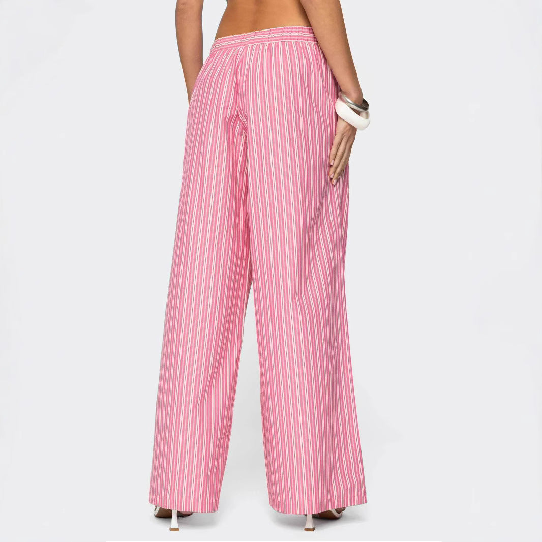 Damen Leichte Palazzohose mit weitem Bein, Tunnelzug und Eingrifftaschen Shop Nory