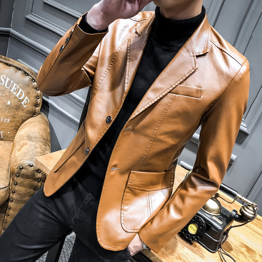 Herren Lederblazer im Slim-Fit mit Reverskragen und Zwei-Knopf-Front Shop Nory