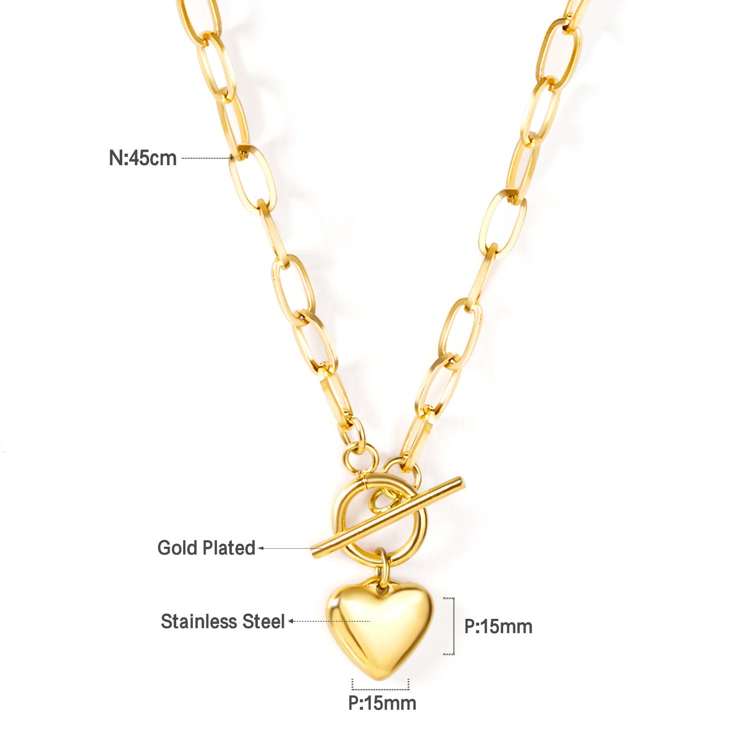 Damen Halskette mit herzförmigem Anhänger aus Edelstahl und modischem Kettendesign Shop Nory