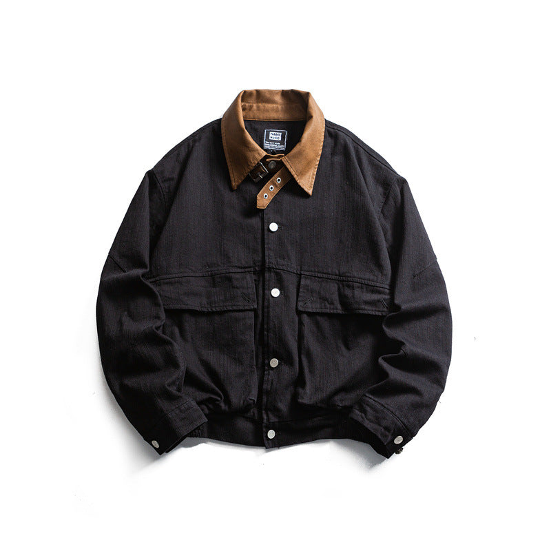 Herren Robust geschnittene Canvas-Blousonjacke mit kontrastierendem Cordkragen und doppelten Pattentaschen Shop Nory