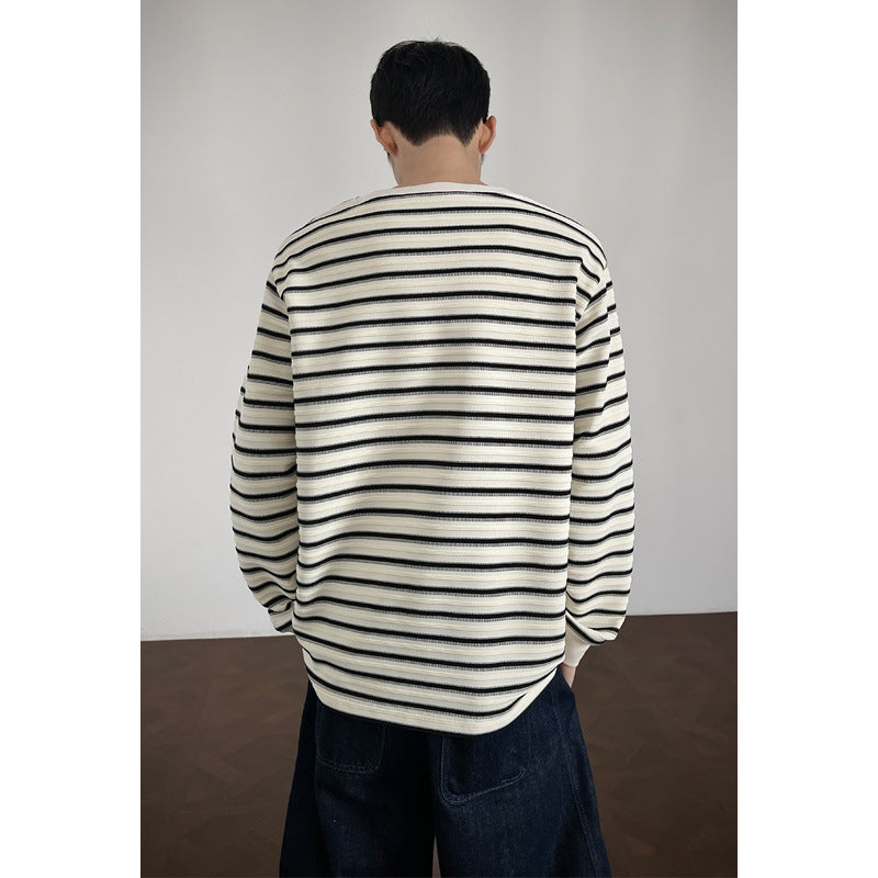 Herren Lässiges gestreiftes Langarm-Shirt Shop Nory