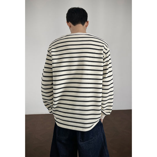 Herren Lässiges gestreiftes Langarm-Shirt Shop Nory