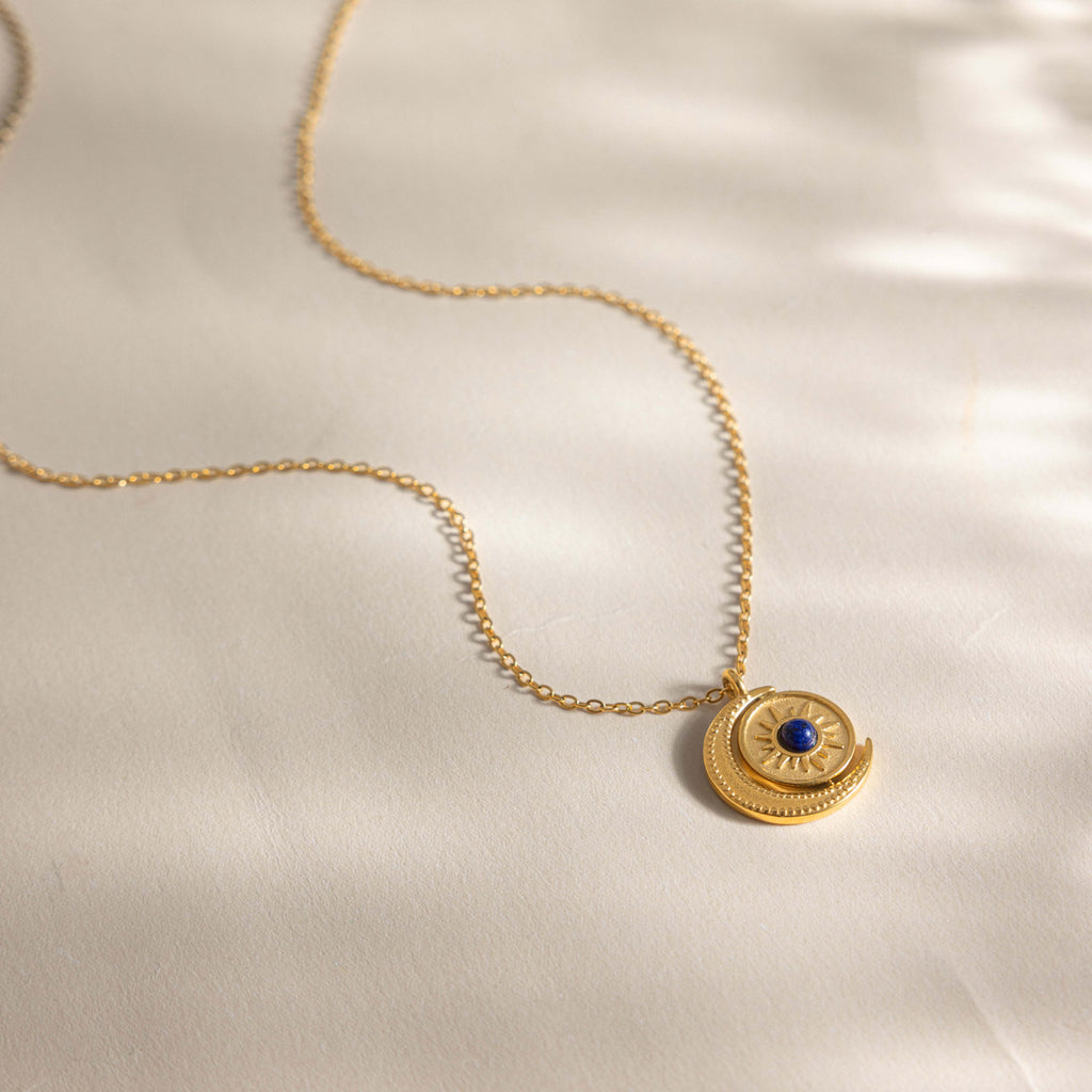 Damen Halskette mit Mond- und Sonnenanhänger aus Edelstahl Shop Nory