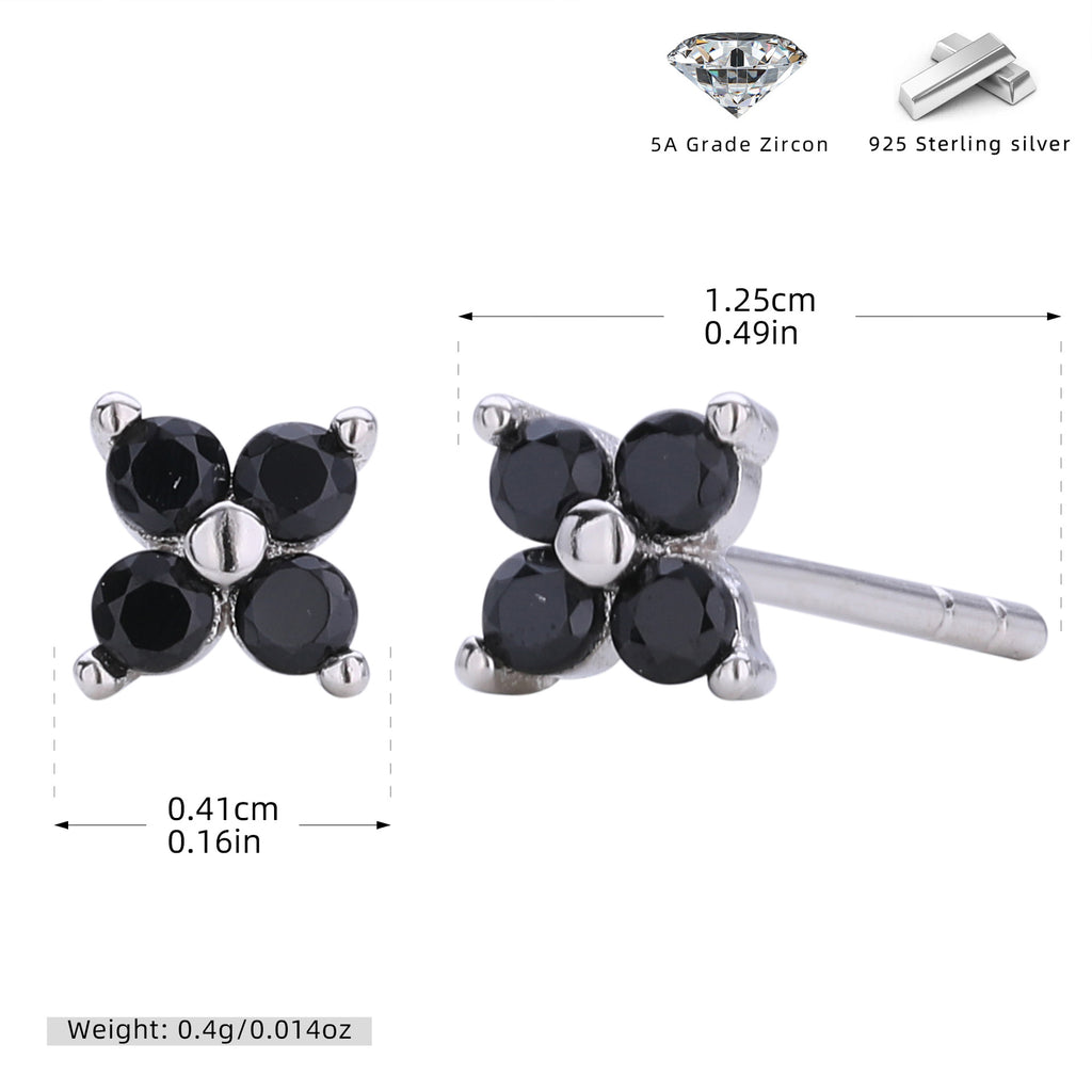 Damen Ohrstecker mit funkelnden 5A Zirkonen in klassischem Blumen-Design Shop Nory