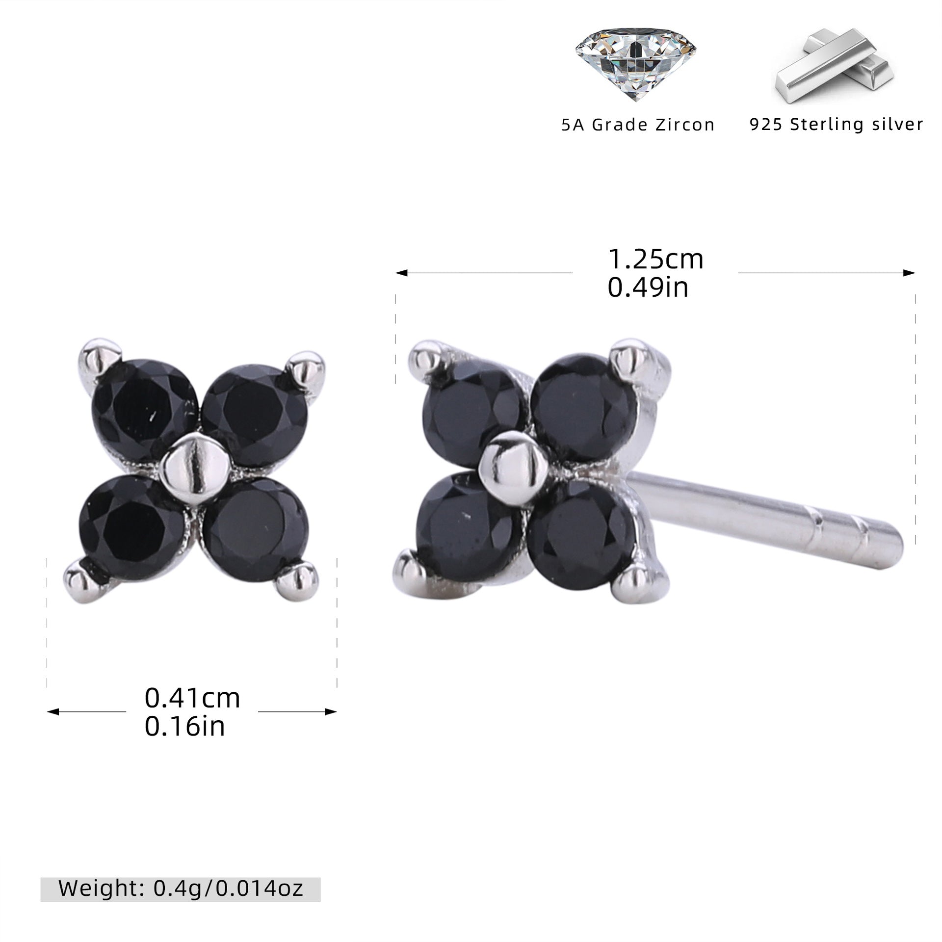 Damen Ohrstecker mit funkelnden 5A Zirkonen in klassischem Blumen-Design Shop Nory