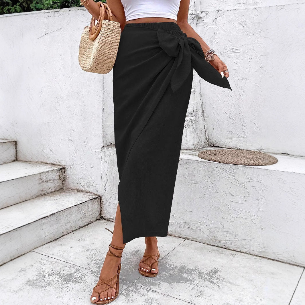 Damen Eleganter Wickelrock mit Schleifendetail
