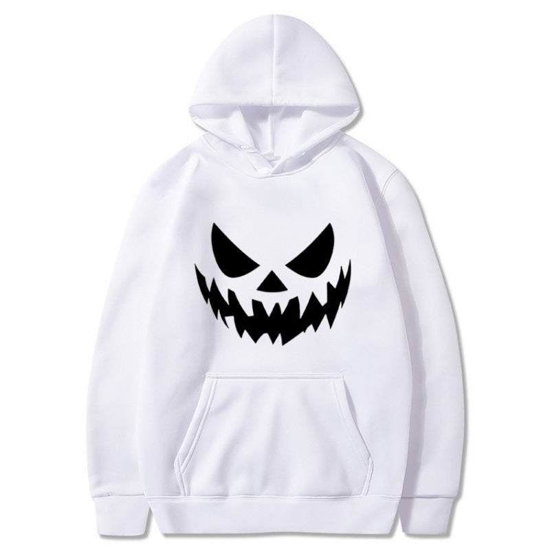 Unisex Kapuzenpullover mit gruseligem Kürbisgesicht-Print und Oversize Kängurutasche Shop Nory