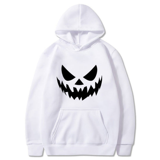 Unisex Kapuzenpullover mit gruseligem Kürbisgesicht-Print und Oversize Kängurutasche Shop Nory