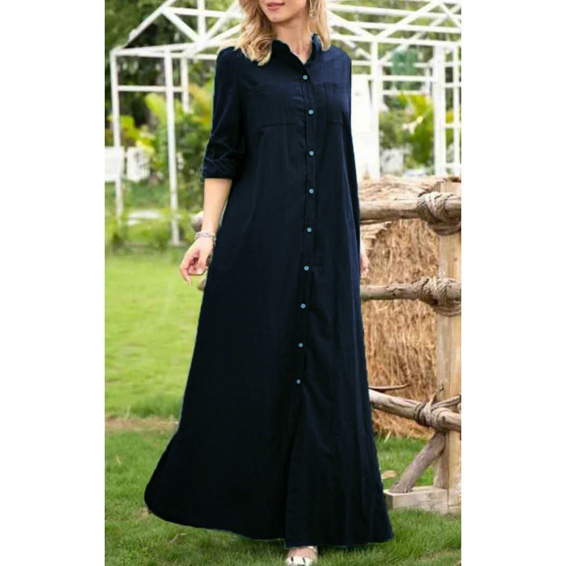 Damen Langarmhemdkleid mit Knopfdetails und raffiniertem Schnitt