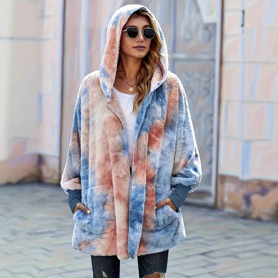 Damen Kapuzenjacke aus kuscheligem Teddyfell