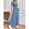 Damen Maxikleid mit vorteilhaftem V-Ausschnitt und floralem Muster Shopnory