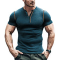 Herren Kurzarm-Henley-T-Shirt mit strukturiertem Design und praktischer Knopfleiste