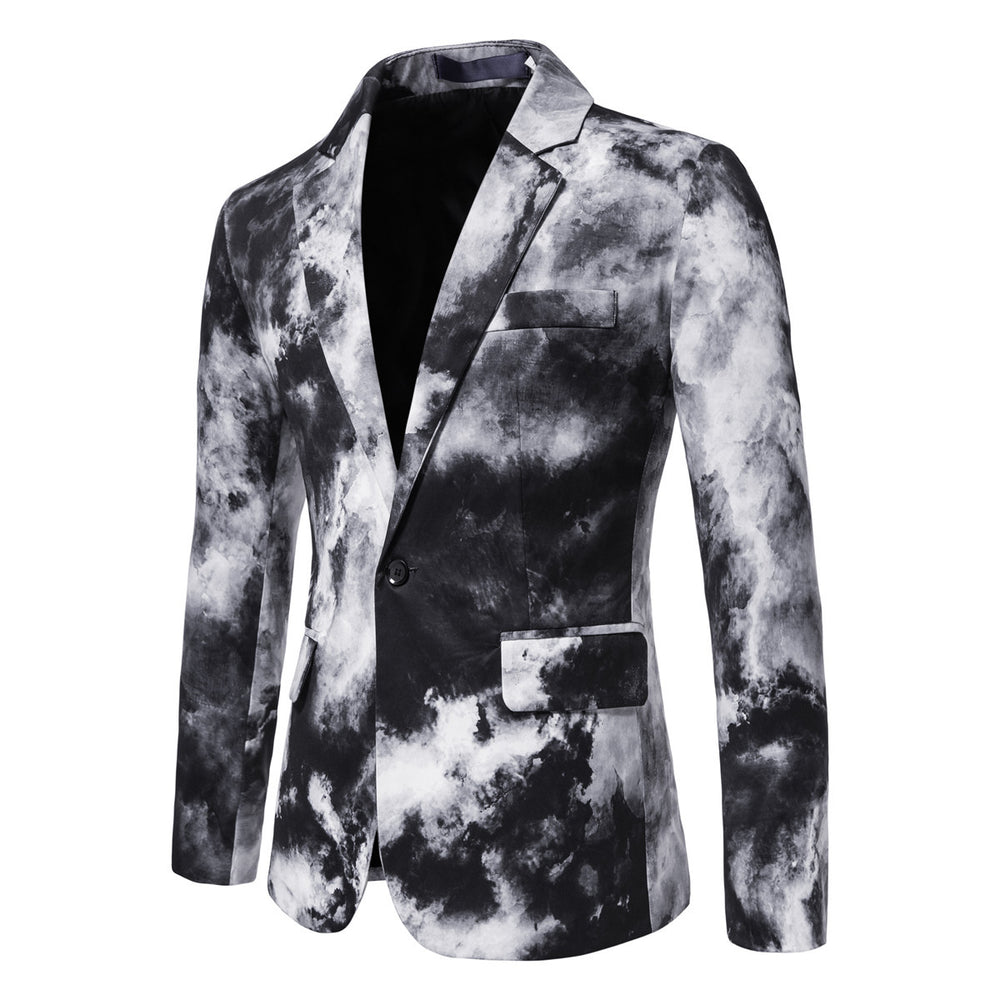 Herren Slim-Fit Sakko mit Aquarell-Print und Ein-Knopf-Verschluss Shop Nory