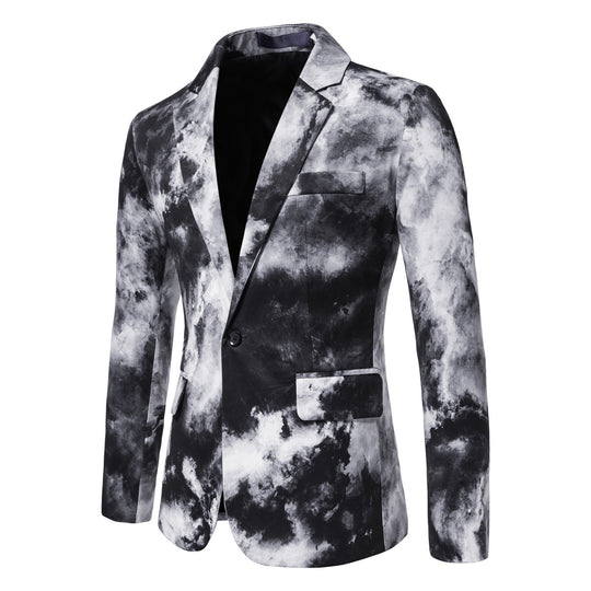 Herren Slim-Fit Sakko mit Aquarell-Print und Ein-Knopf-Verschluss Shop Nory