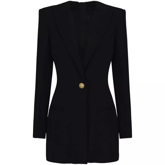 Damen kurzes Blazerkleid im minimalistischen Tailoring mit betonter Schulter und Ein-Knopf‑Verschluss Shop Nory