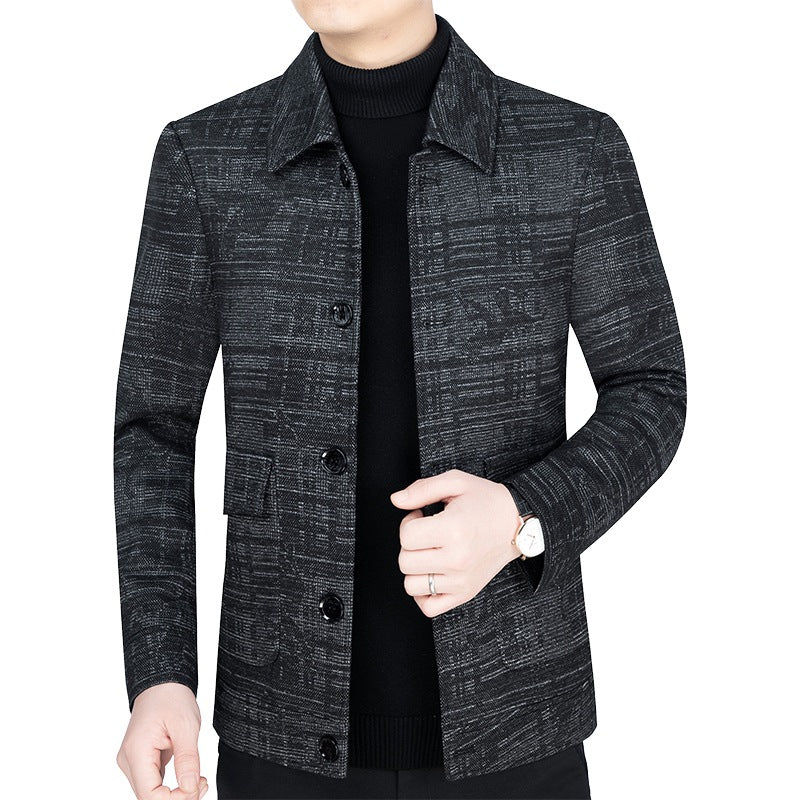 Herren Kurzjacke im strukturierten WShop Norylook mit Hemdkragen und Knopfleiste Shop Nory
