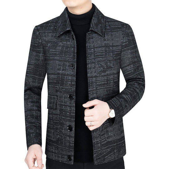 Herren Kurzjacke im strukturierten WShop Norylook mit Hemdkragen und Knopfleiste Shop Nory