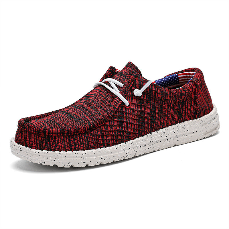 Herren Legerer Canvas-Mokassin-Slipper mit geflochtener Schnürung und gefleckter EVA-Sohle Shopy Nory