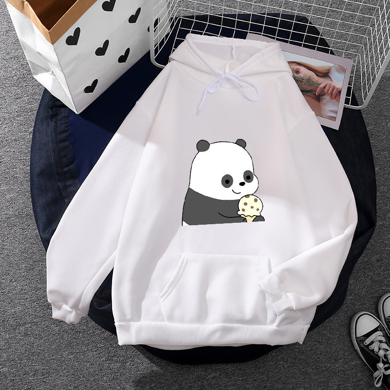 Damen nan oversized Kapuzenpullover im Streetstyle mit weichem Fleece-Innenfutter, Kängurutasche und farbenfrohem Cartoon-Katzen-Planet-Print Shop Nory