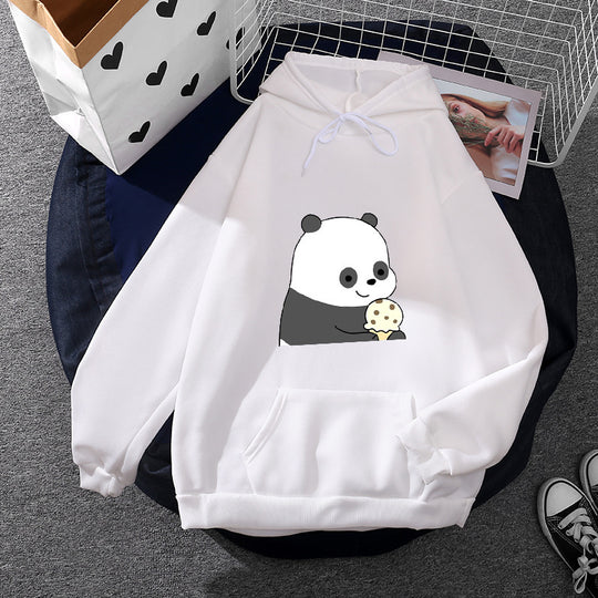 Damen nan oversized Kapuzenpullover im Streetstyle mit weichem Fleece-Innenfutter, Kängurutasche und farbenfrohem Cartoon-Katzen-Planet-Print Shop Nory