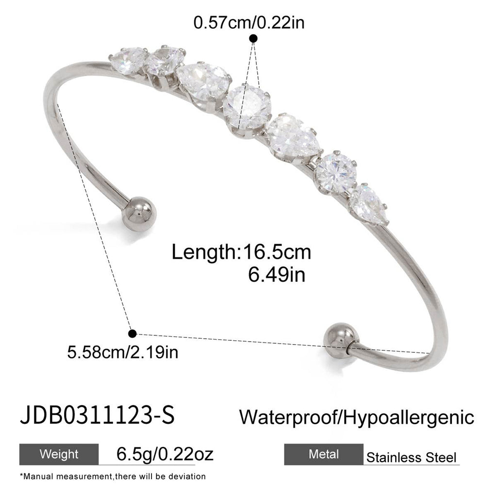 Damen Offenes Armband mit funkelnden Kristallakzenten und hypoallergenem Edelstahl Shop Nory