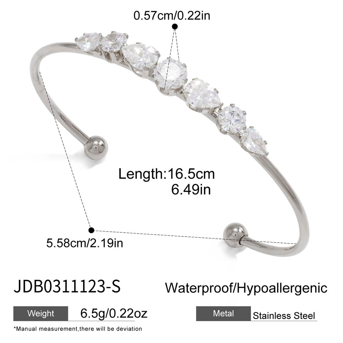 Damen Offenes Armband mit funkelnden Kristallakzenten und hypoallergenem Edelstahl Shop Nory