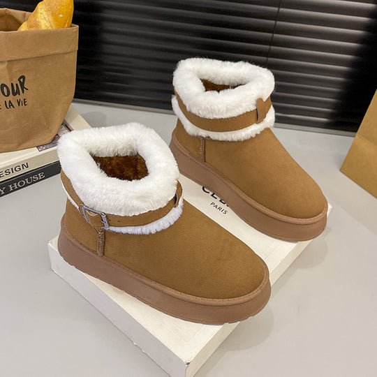 Damen Gefütterte Kurz-Stiefeletten mit Teddyfell-Futter, verstellbarem Schnallenriemen und profilierter Gummisohle Shop Nory