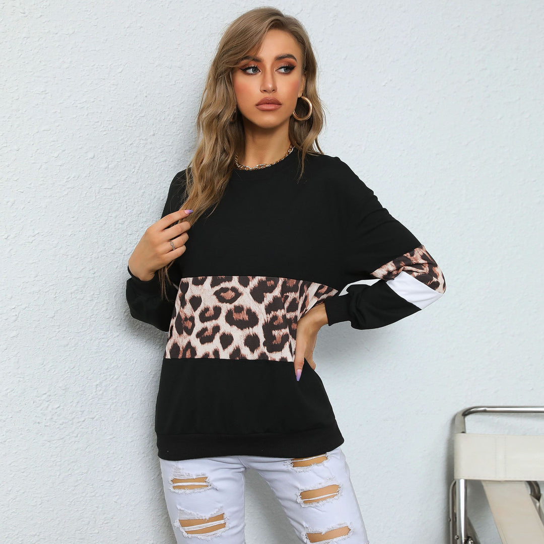 Damen Oversize-Sweatshirt mit Leo-Blockstreifen und geripptem Saum Shop Nory