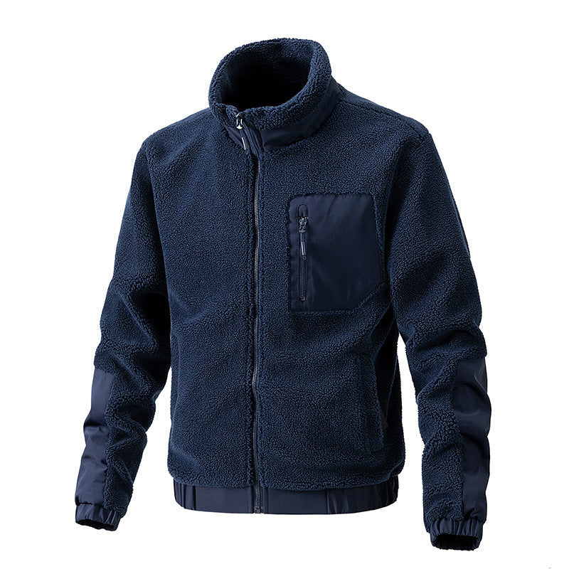 Herren Fleecejacke mit hochgeschlossenem Kragen und seitlichen Reißverschlusstaschen