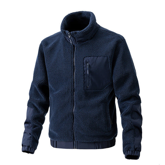 Herren Fleecejacke mit hochgeschlossenem Kragen und seitlichen Reißverschlusstaschen